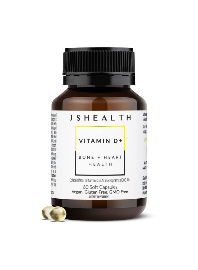 JSHealth Vitamin D3 1000iu Supplement for Healthy Muscle Function, Bone and Heart Health, and Immune Support - Image 1